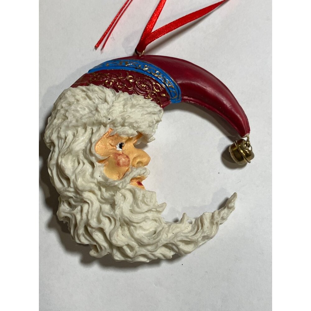Vintage Santa Claus Crescent Moon Ornament